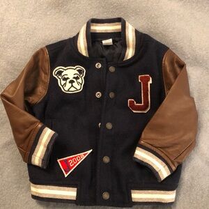Janie and Jack Navy and Brown Varsity Jacket